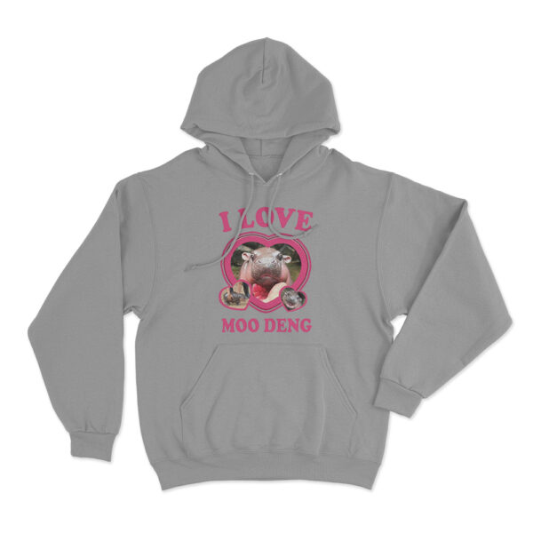 I Love Moo Deng Hoodie Grey Youth S