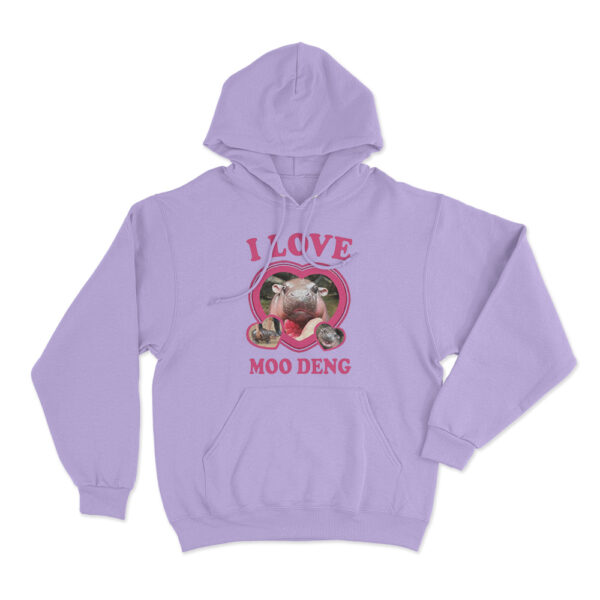 I Love Moo Deng Hoodie Purple Youth S