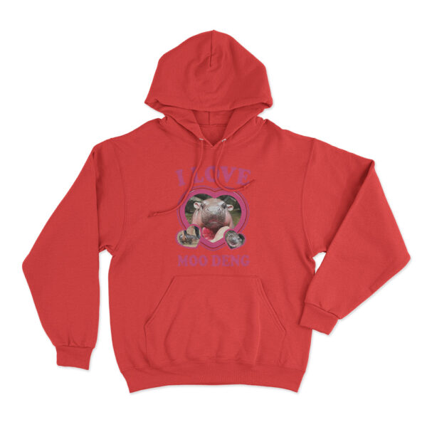 I Love Moo Deng Hoodie Red Youth S