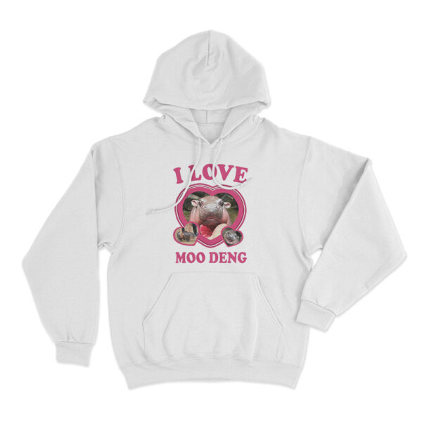 I Love Moo Deng Hoodie White Youth S