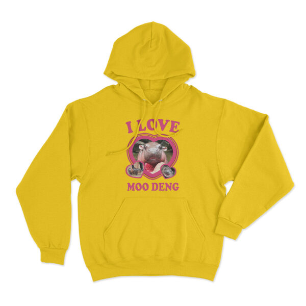 I Love Moo Deng Hoodie Yellow Youth S