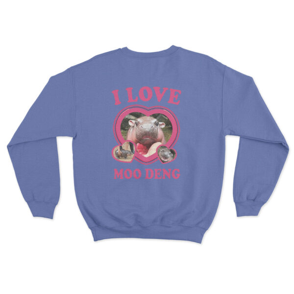 I Love Moo Deng Sweatshirt Blue Youth S