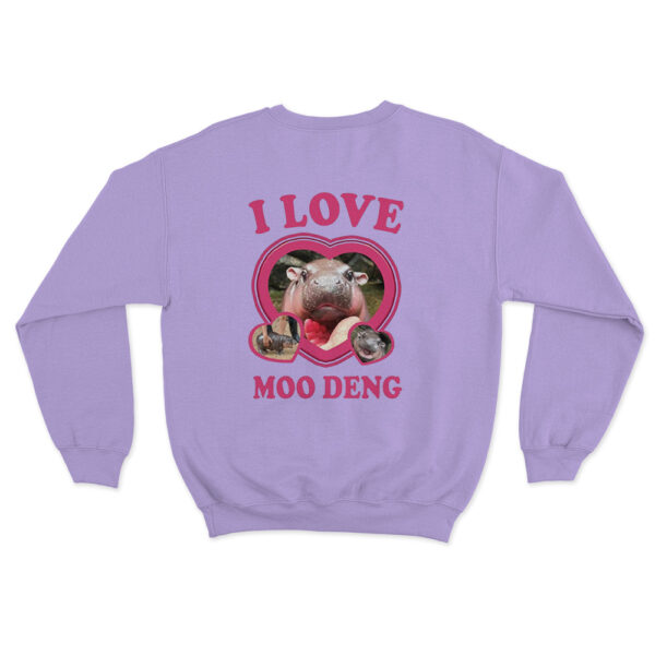 I Love Moo Deng Sweatshirt Purple Youth S