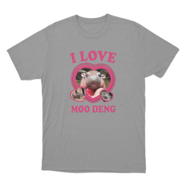 I Love Moo Deng T Shirt Grey Youth S