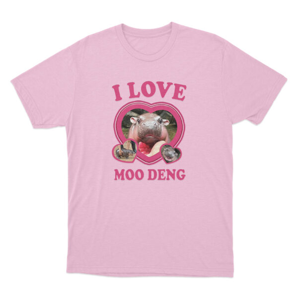 I Love Moo Deng T Shirt Pink Youth S