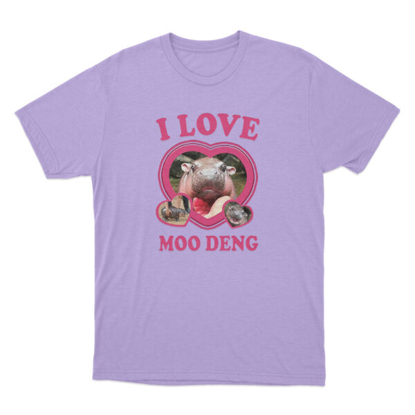 I Love Moo Deng T Shirt Purple Youth S