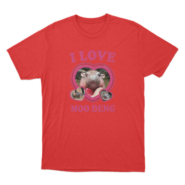 I Love Moo Deng T Shirt Red Youth S