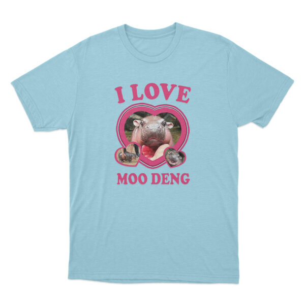 I Love Moo Deng T Shirt Sky Blue Youth S