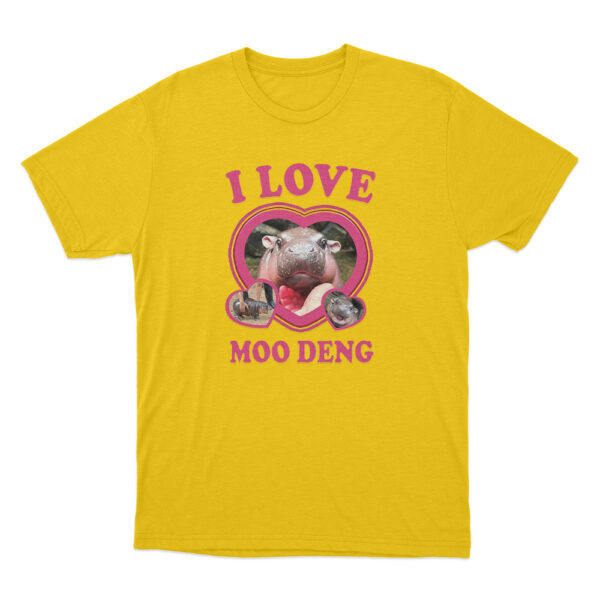 I Love Moo Deng T Shirt Yellow Youth S