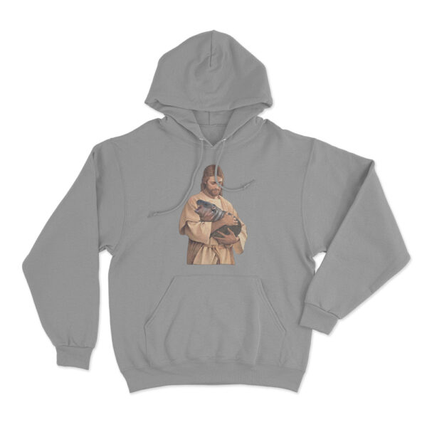 Jesus Moo Deng Hoodie Grey Youth S