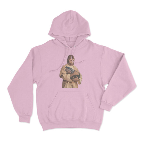 Jesus Moo Deng Hoodie Pink Youth S