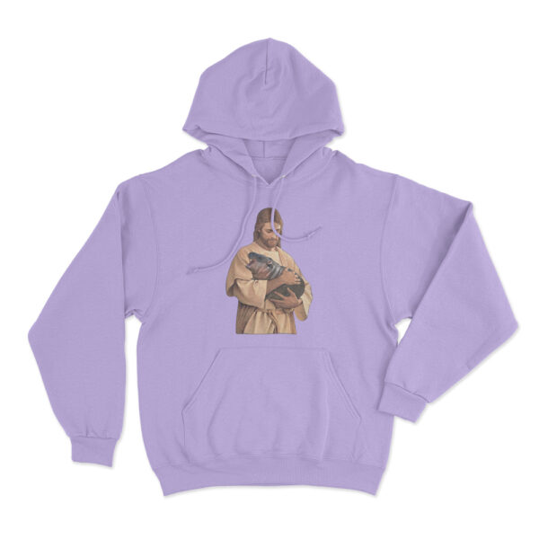 Jesus Moo Deng Hoodie Purple Youth S