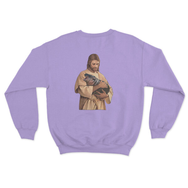 Jesus Moo Deng Sweatshirt Purple Youth S