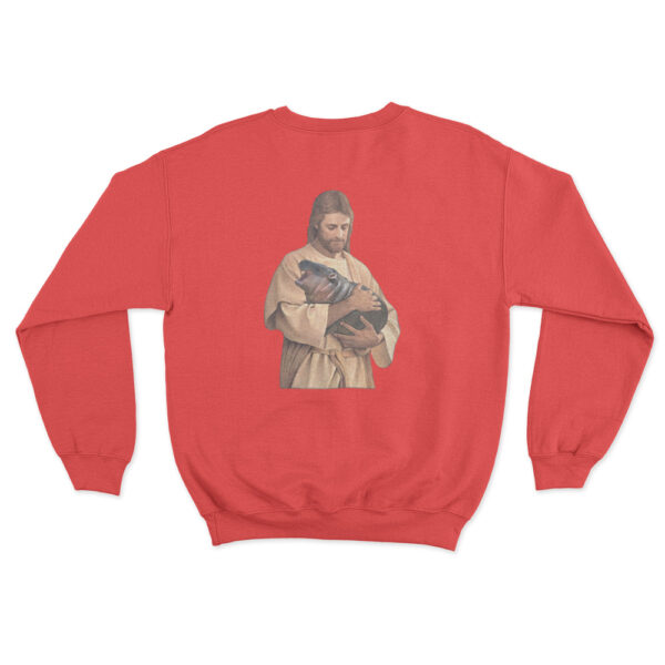 Jesus Moo Deng Sweatshirt Red Youth S