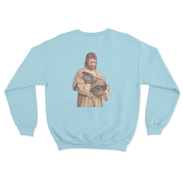 Jesus Moo Deng Sweatshirt Sky Blue Youth S