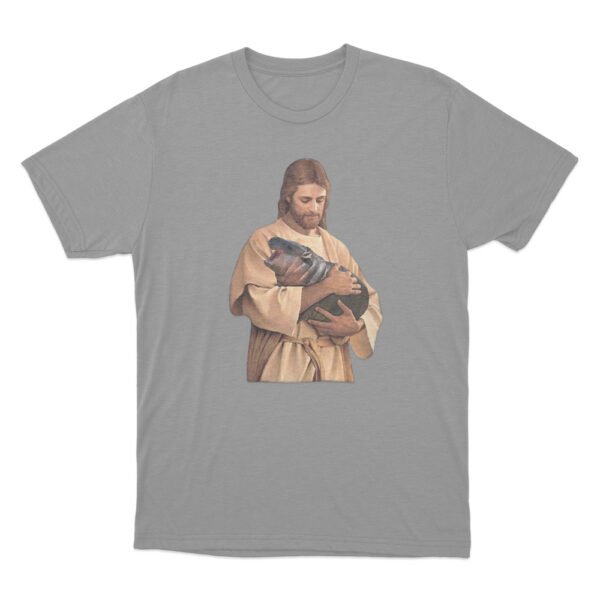 Jesus Moo Deng T Shirt Grey Youth S