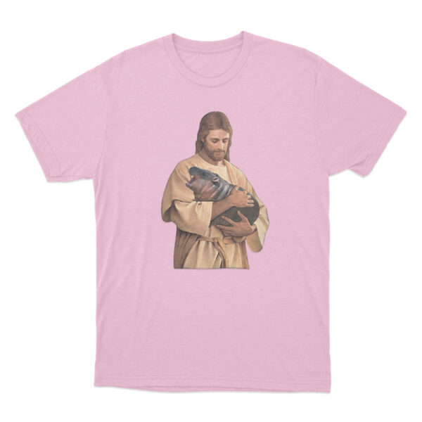 Jesus Moo Deng T Shirt Pink Youth S