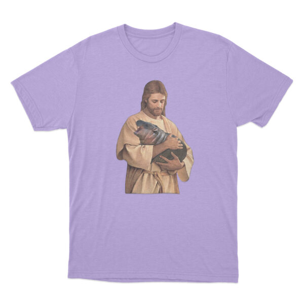 Jesus Moo Deng T Shirt Purple Youth S