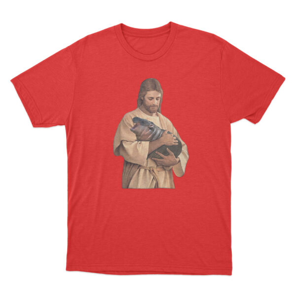 Jesus Moo Deng T Shirt Red Youth S