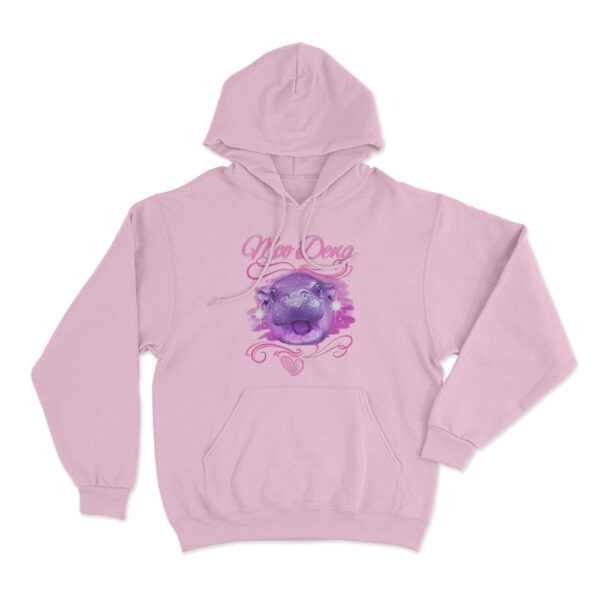 Moo Deng Airbrush Hoodie Pink Youth S