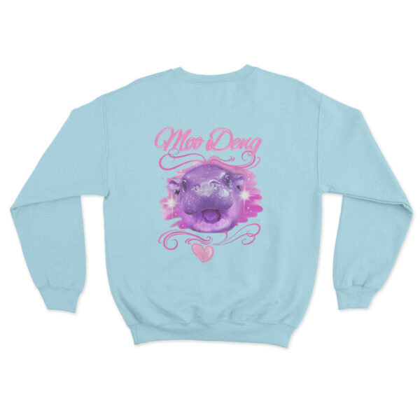 Moo Deng Airbrush Sweatshirt Sky Blue Youth S