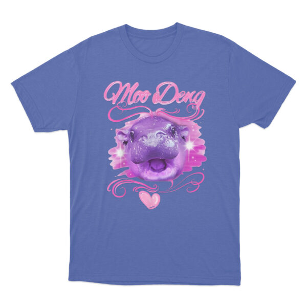 Moo Deng Airbrush T Shirt Blue Youth S