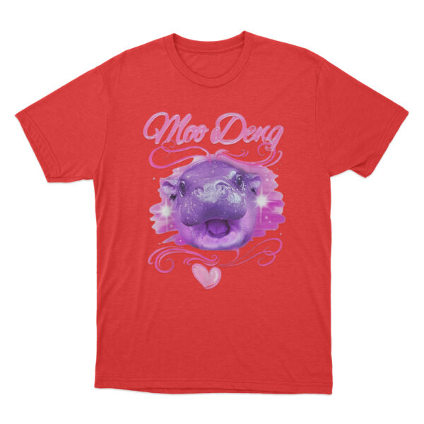 Moo Deng Airbrush T Shirt Red Youth S