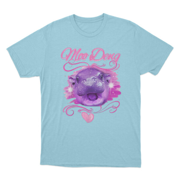 Moo Deng Airbrush T Shirt Sky Blue Youth S