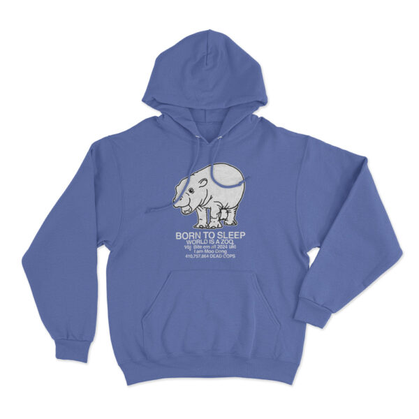 Moo Deng Born To Sleep Hoodie Blue Youth S