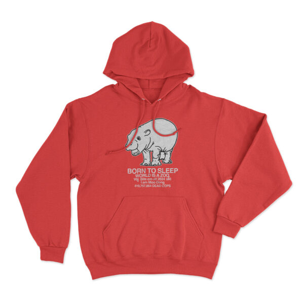 Moo Deng Born To Sleep Hoodie Red Youth S