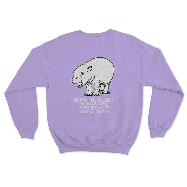 Moo Deng Born To Sleep Sweatshirt Purple Youth S