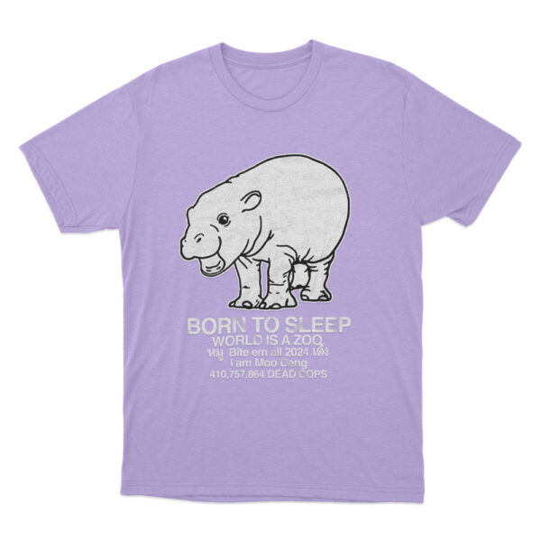 Moo Deng Born To Sleep T Shirt Purple Youth S