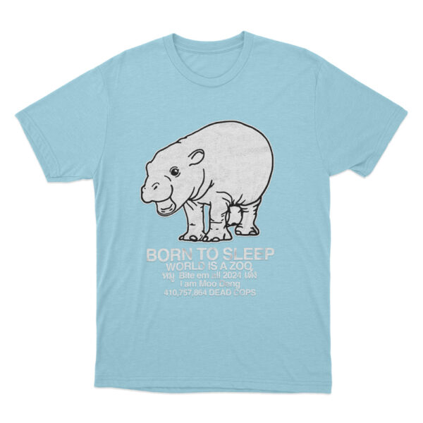 Moo Deng Born To Sleep T Shirt Sky Blue Youth S