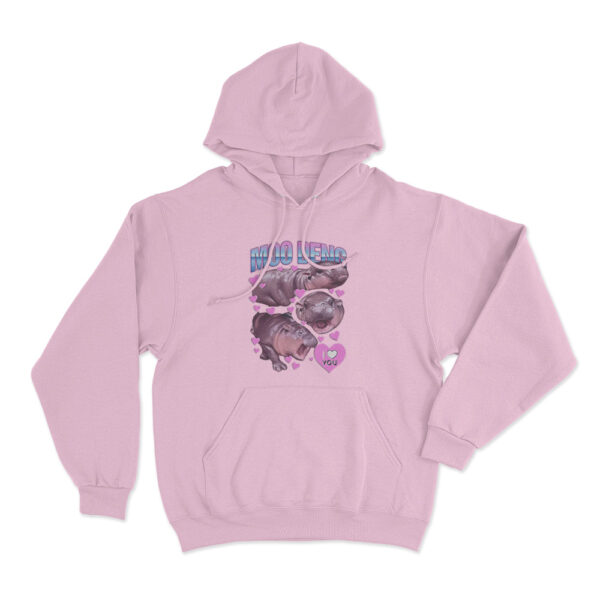 Moo Deng Hoodie Pink Youth S