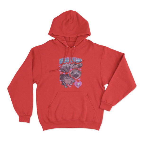 Moo Deng Hoodie Red Youth S