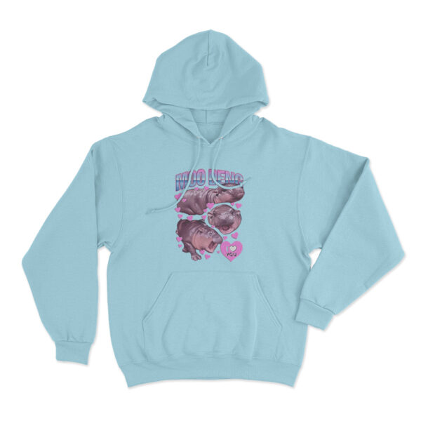 Moo Deng Hoodie Sky Blue Youth S