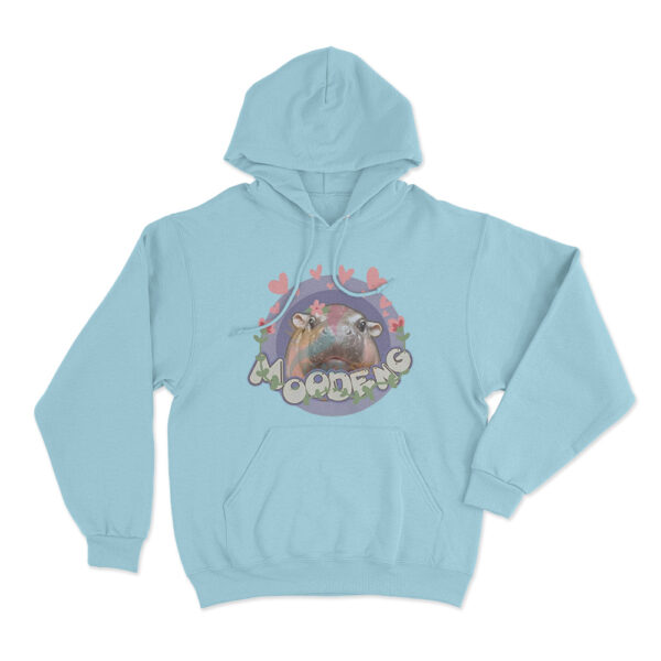 Moo Deng Love Hoodie Sky Blue Youth S