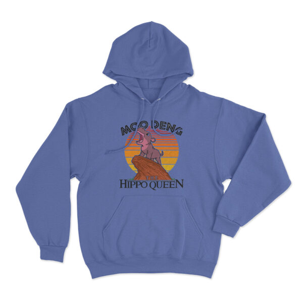 Moo Deng The Hippo Queen Hoodie Blue Youth S