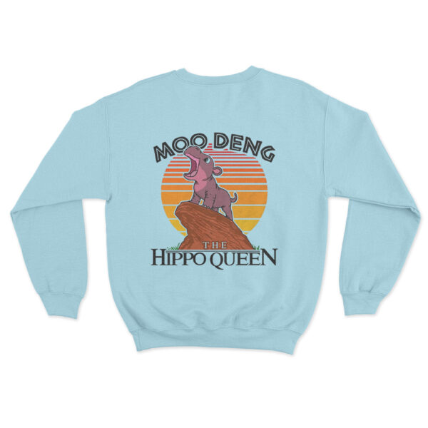 Moo Deng The Hippo Queen Sweatshirt Sky Blue Youth S