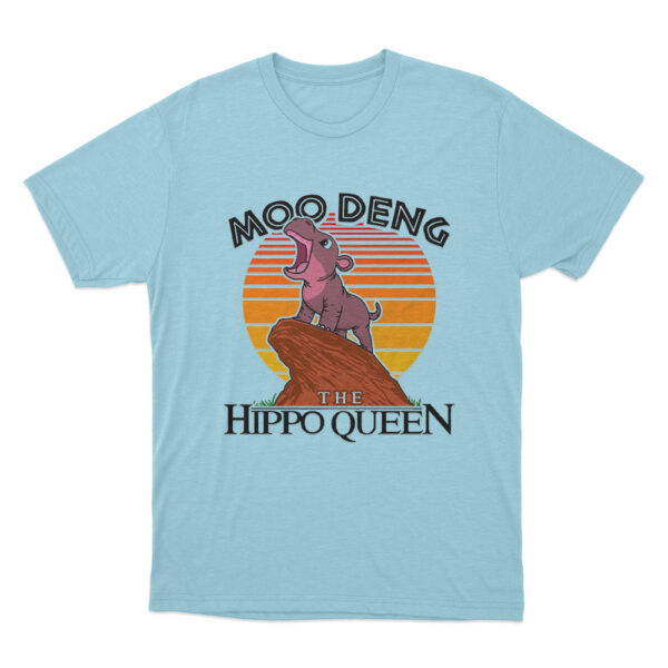 Moo Deng The Hippo Queen T Shirt Sky Blue Youth S