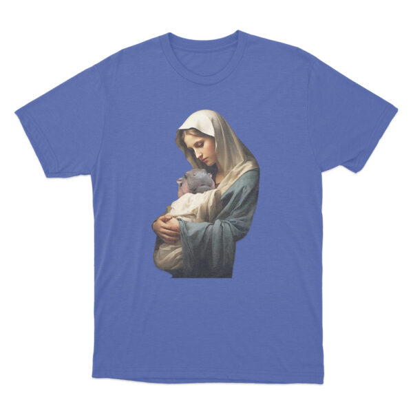 Mother Mary Moo Deng T Shirt Blue Youth S